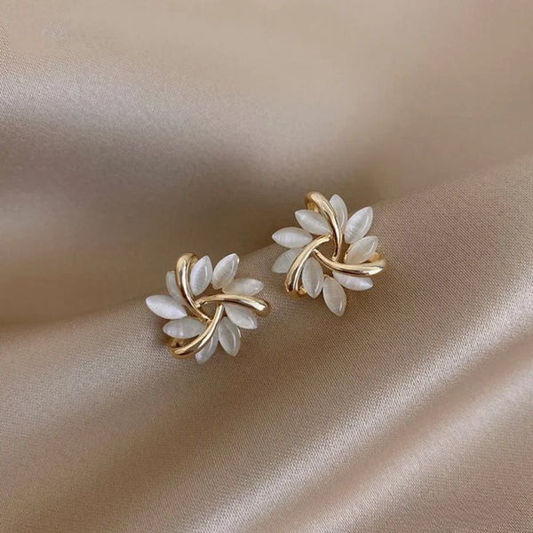 Beautiful Circle Earrings with Iridescent Opal Accents - Luxicro