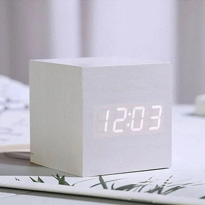 Classic Wood LED Desktop Clock with Date Display