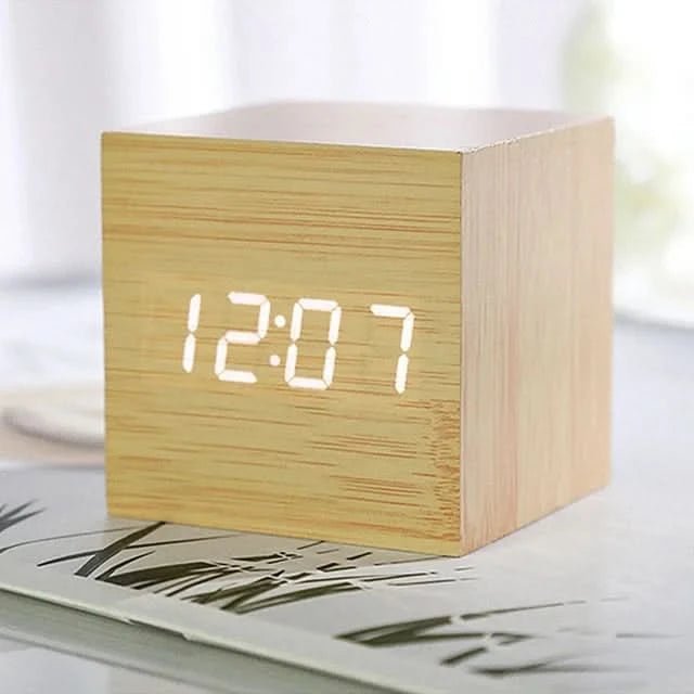 Classic Wood LED Desktop Clock with Date Display