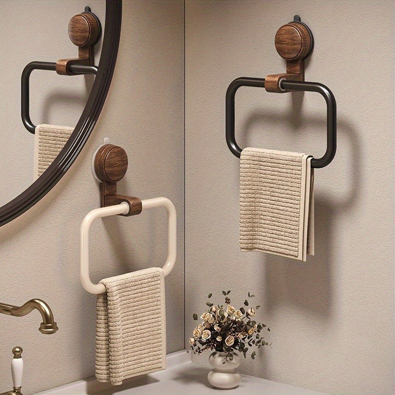 Stylish Rotating Towel Rack with Wooden Details - Luxicro