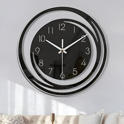 Simple Large Black Round Clock 12 Inch Modern Design