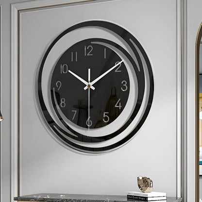 Simple Large Black Round Clock 12 Inch Modern Design