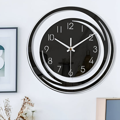 Simple Large Black Round Clock 12 Inch Modern Design