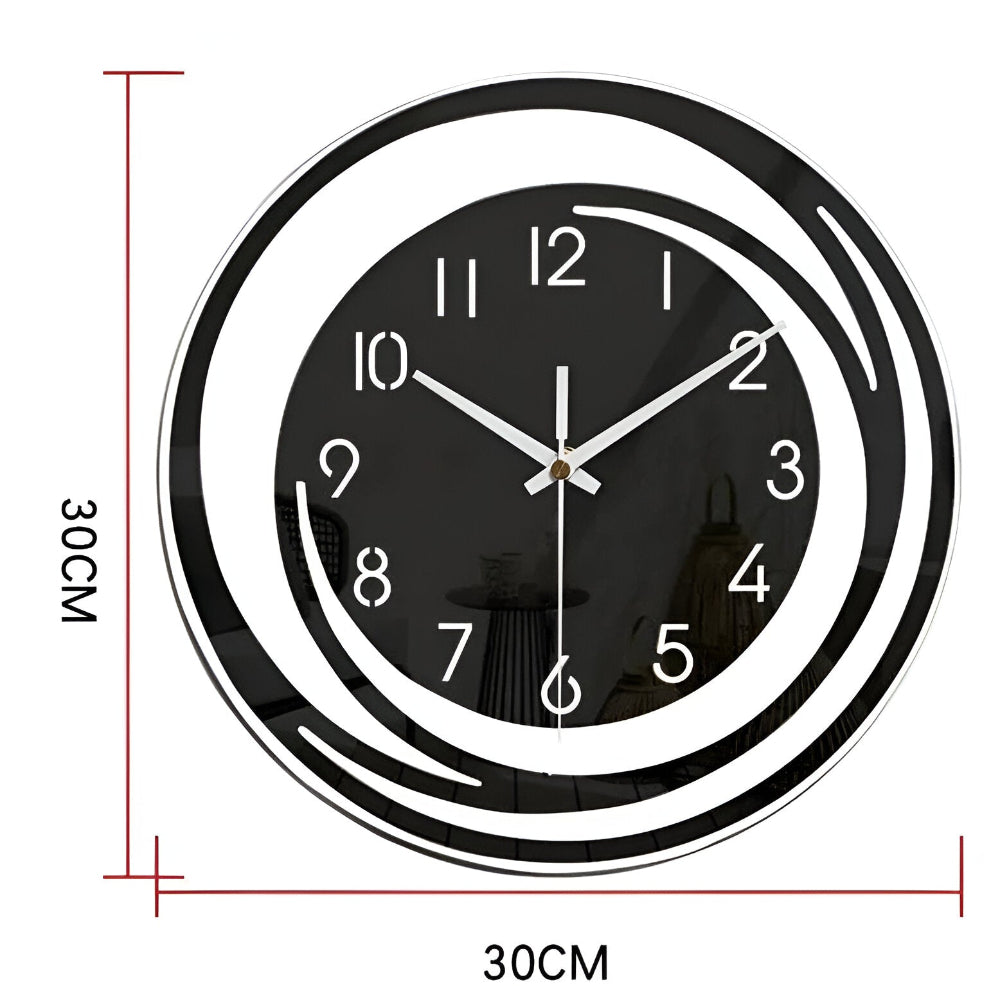 Simple Large Black Round Clock 12 Inch Modern Design