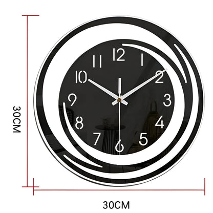 Simple Large Black Round Clock 12 Inch Modern Design