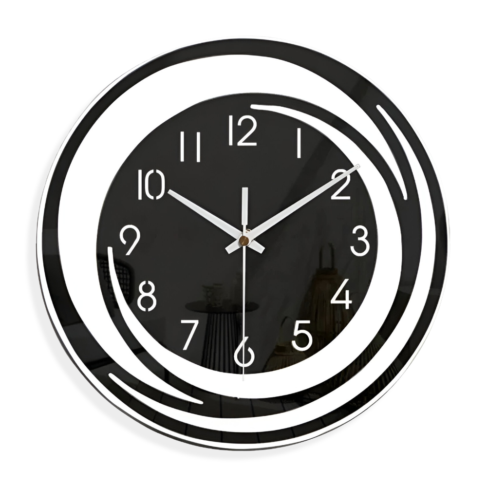 Simple Large Black Round Clock 12 Inch Modern Design