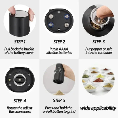 Premium Electric Salt Pepper Grinder with LED Light
