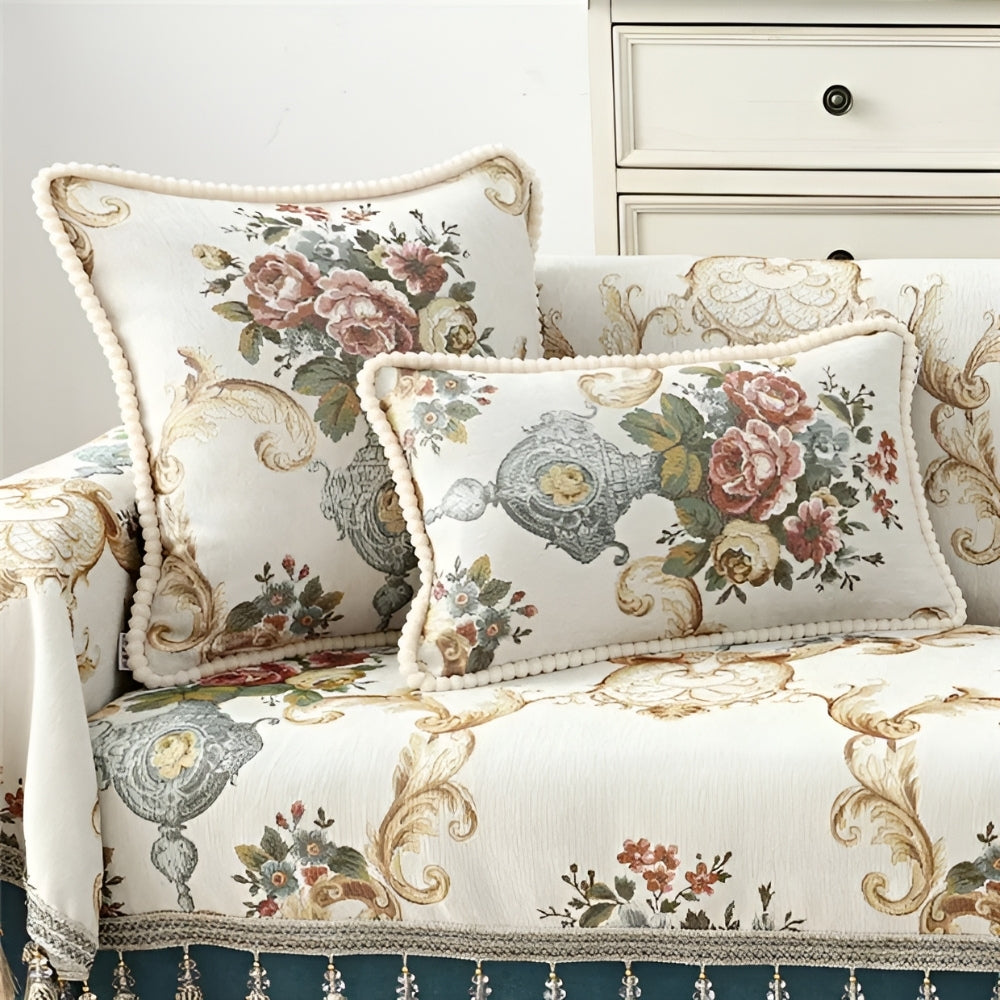 Soft Chenille Beaded Throw Pillow Cover - Luxicro