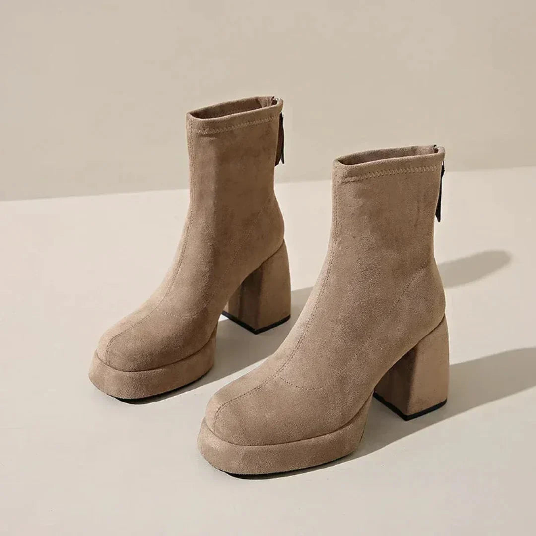 Comfy Womens Low Heel Suede Boots