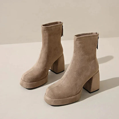 Comfy Womens Low Heel Suede Boots