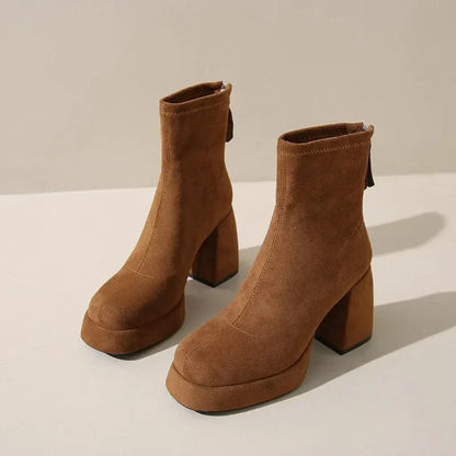 Comfy Womens Low Heel Suede Boots