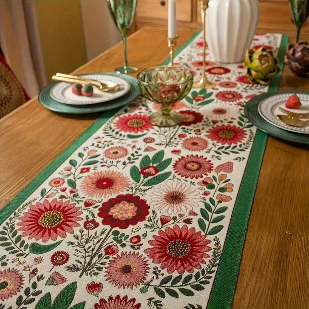 Decorative Floral Fringe Table Runner