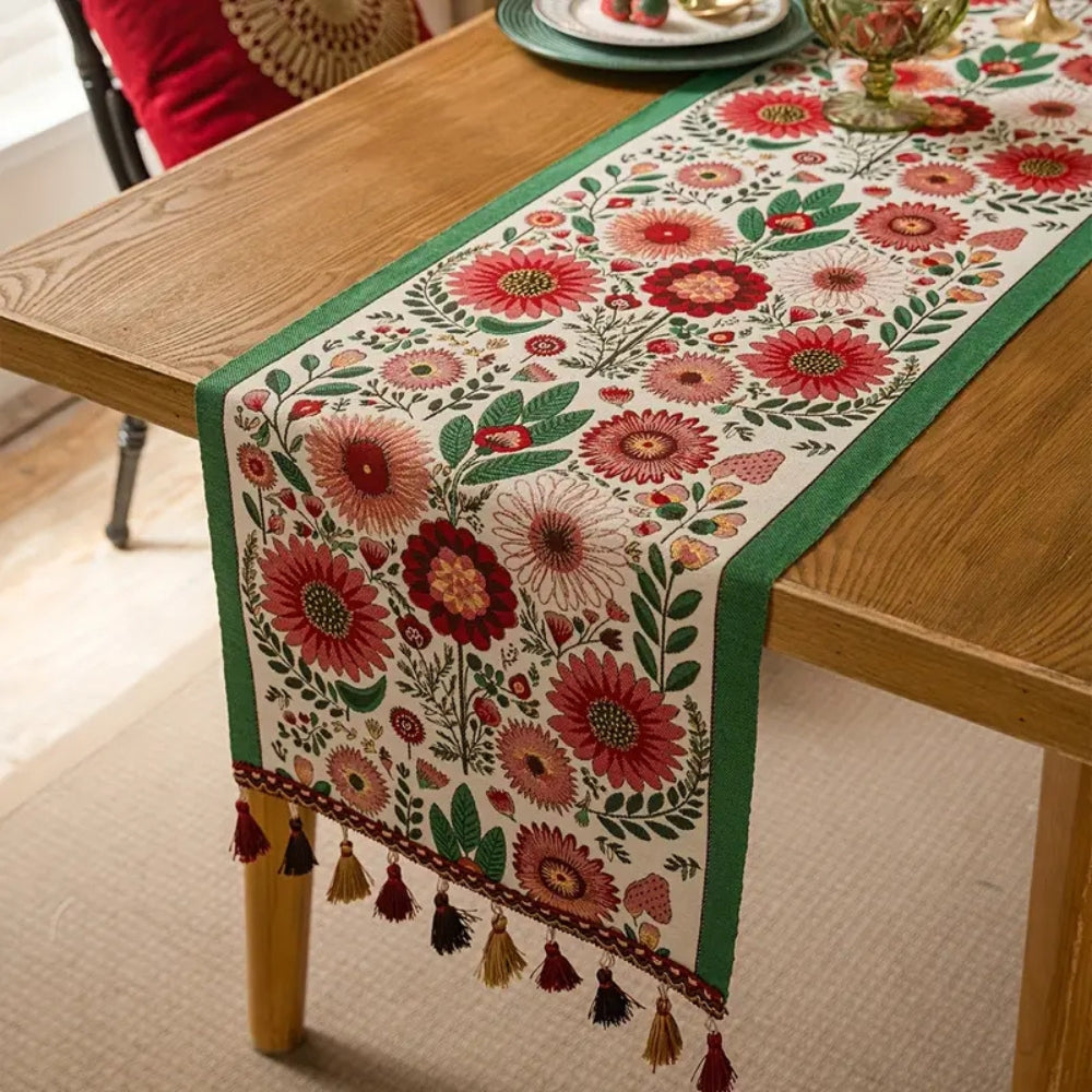 Decorative Flower Fringe Table Runner - Luxicro
