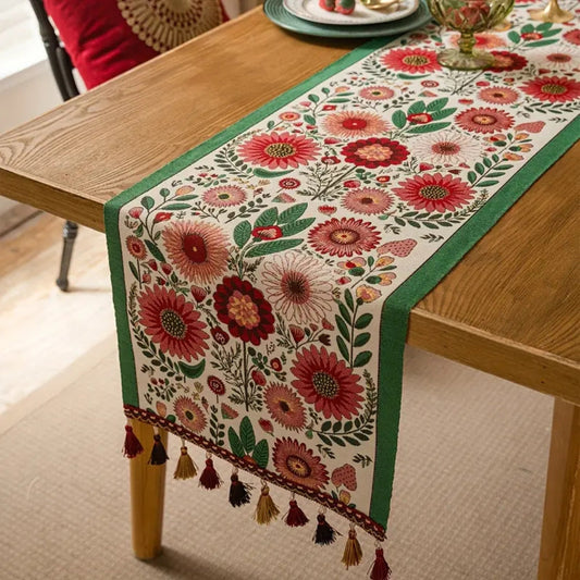 Decorative Flower Fringe Table Runner - Luxicro