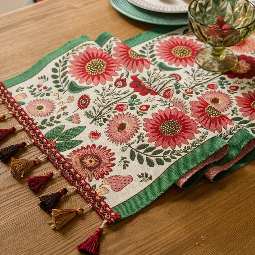 Decorative Floral Fringe Table Runner