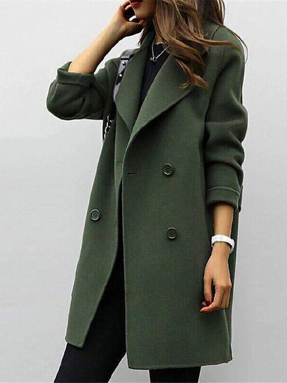 Timeless Double Breasted Green Wool Coat - Luxicro