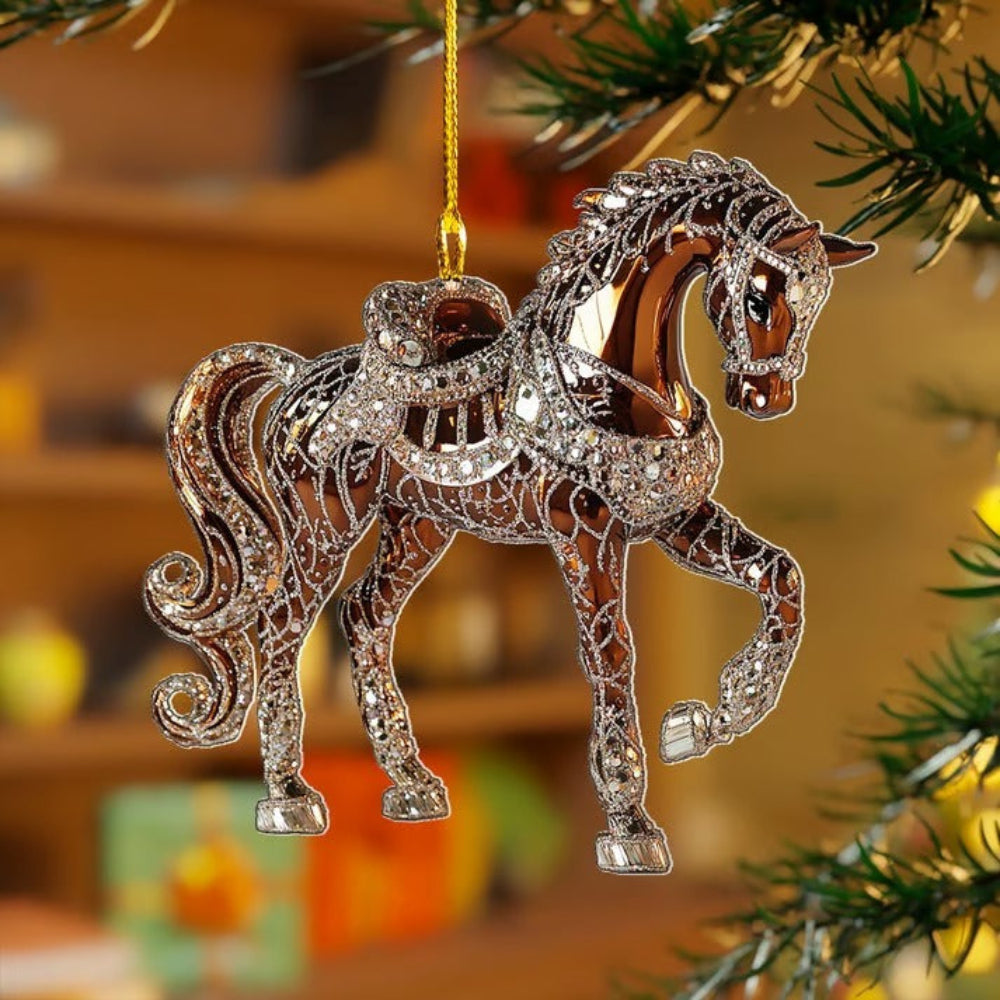 Retro Acrylic Horse Figurine for Traditional Christmas Decor