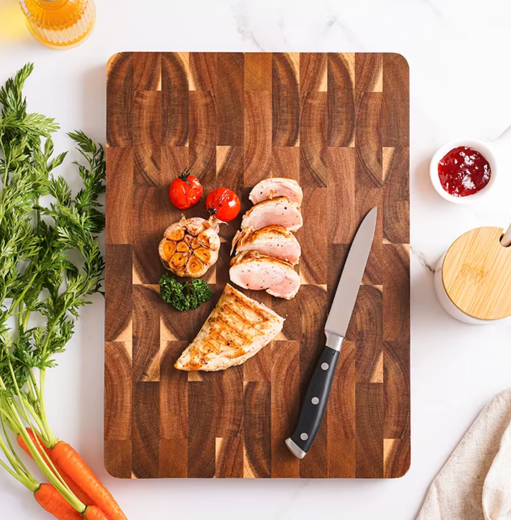 Durable Wood Cutting Board with Easy Grip Handles - Luxicro