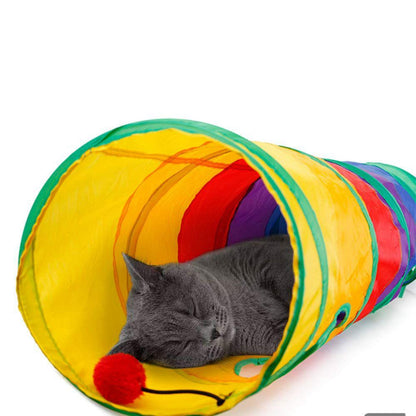 Large Pet Play Tunnel | Sturdy Polyester Cat House - Luxicro