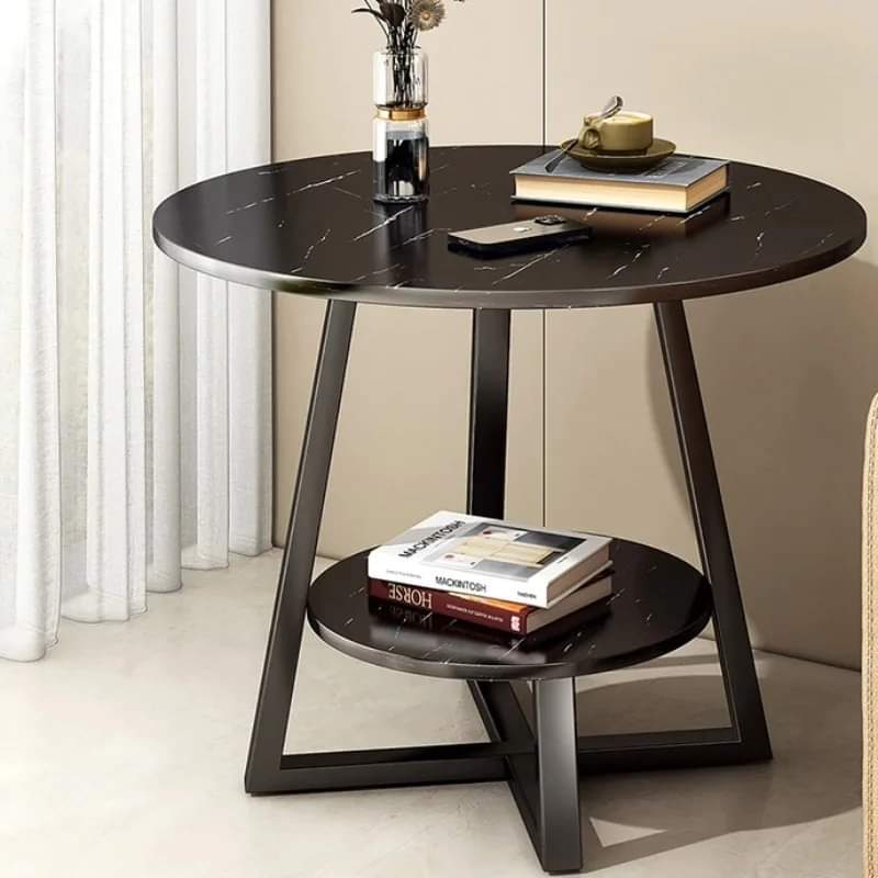 Compact White Stone Coffee Table