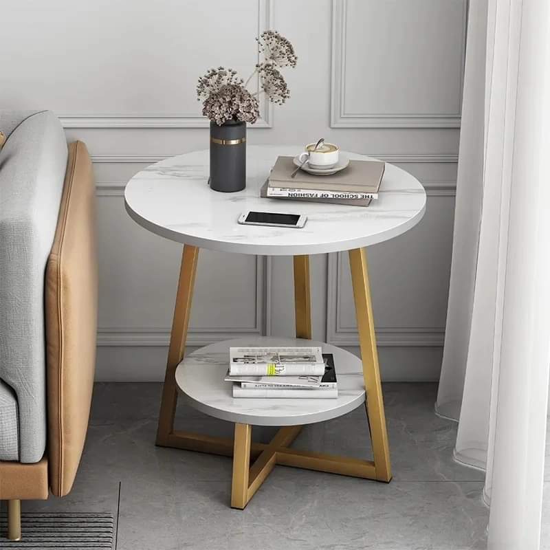 Compact White Stone Coffee Table - Luxicro