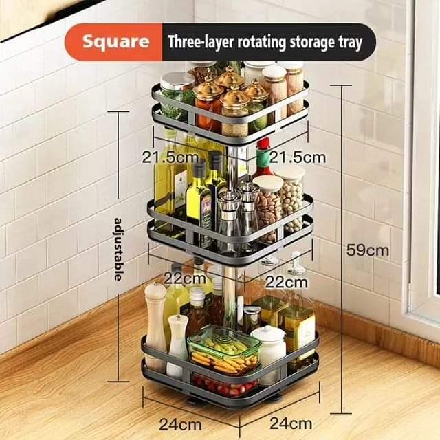 Space Saving 3 Tier Rotating Spice Organizer