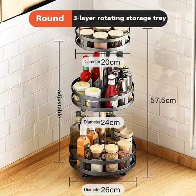 Space Saving 3 Tier Rotating Spice Organizer