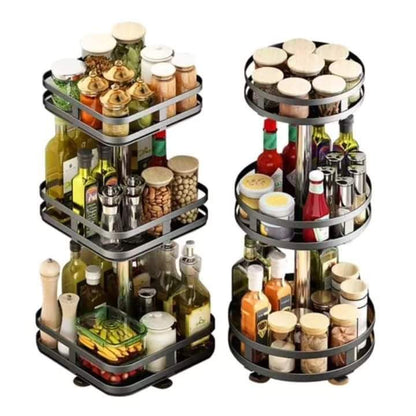 Space Saving 3 Tier Rotating Spice Organizer
