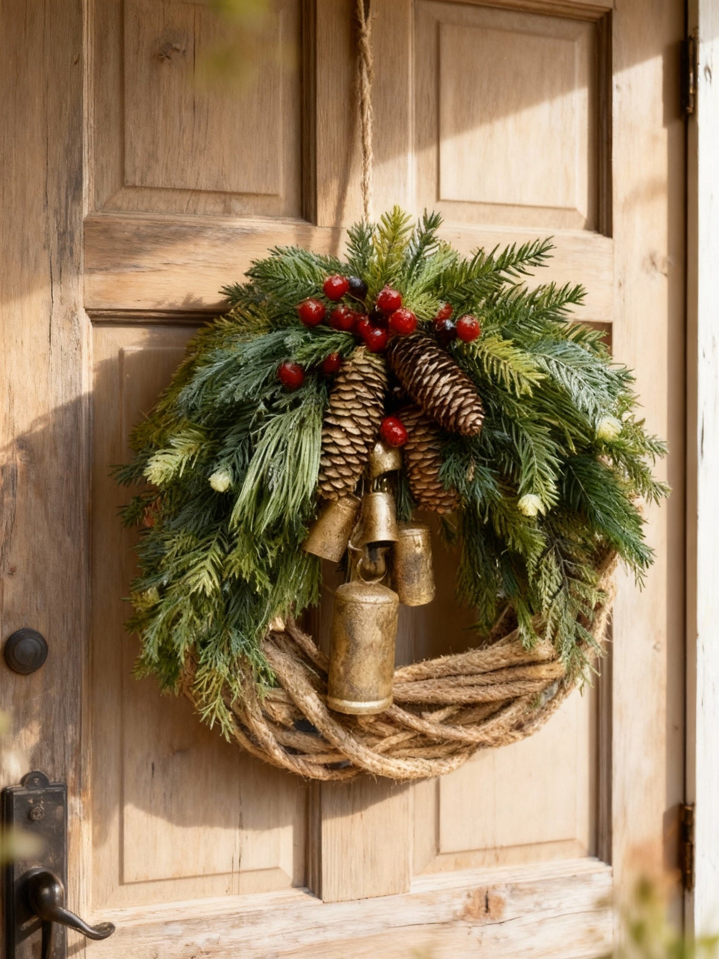 Rustic Winter Wreath with Pinecones and Berries 43cm - Luxicro