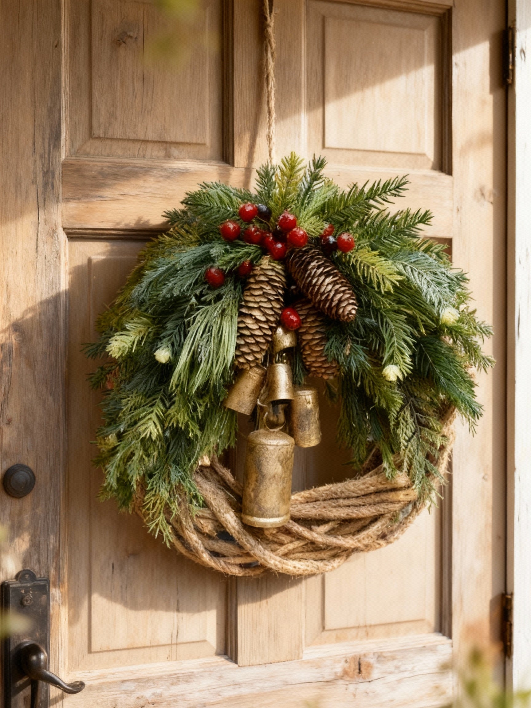 Rustic Winter Wreath with Pinecones and Berries 43cm - Luxicro