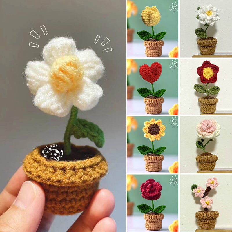Colorful Hand Knit Flower Decor