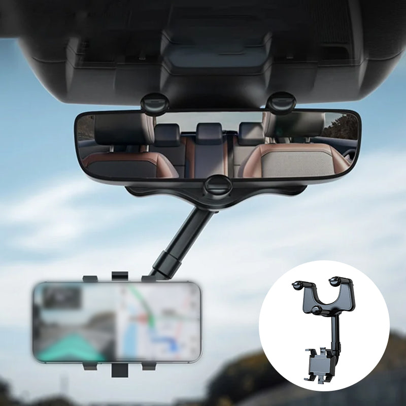 Universal Car Phone Mount Adjustable Rear View Mirror Holder