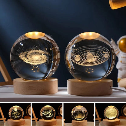 Decorative Glass Ball Table Lamp With Wooden Stand - Luxicro