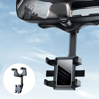 Universal Car Phone Mount Adjustable Rear View Mirror Holder - Luxicro