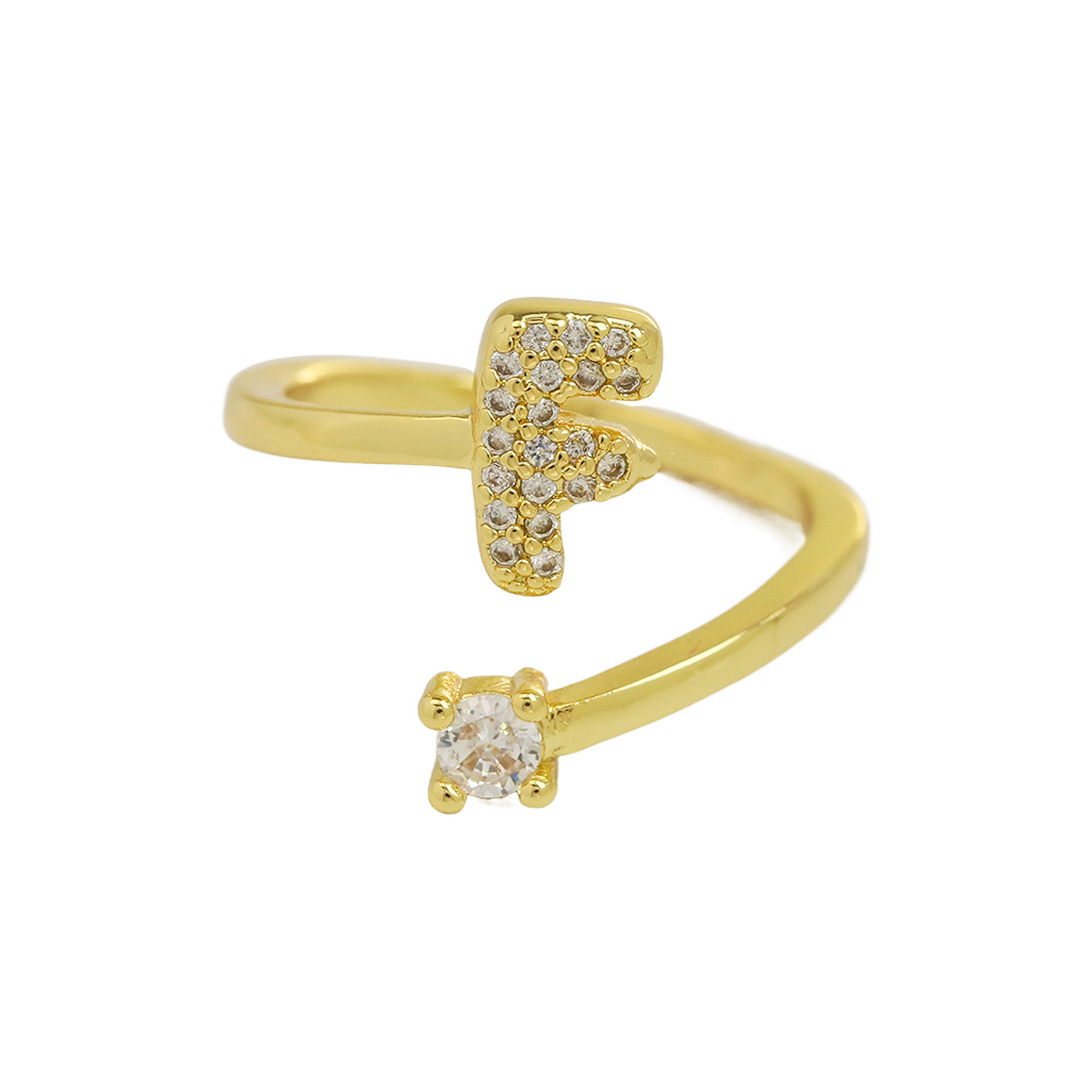 Dainty Glitter Initial Diamond Engagement Ring