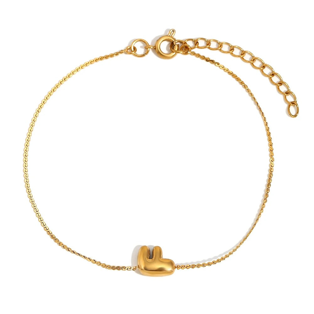 Dainty Personalized Letter Charm Bangle