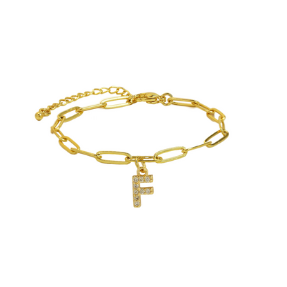 Dainty Monogram Paperclip Charm Bangle