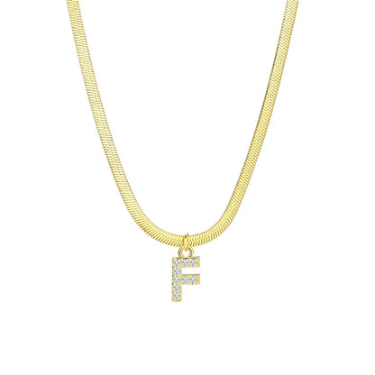 Dainty Letter Diamond Bar Chain Necklace
