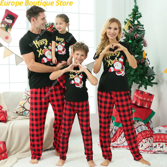 Cozy Holiday Pajama Set Short Sleeve Cotton Family Sleepwear - Luxicro