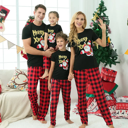 Cozy Holiday Pajama Set Short Sleeve Cotton Family Sleepwear