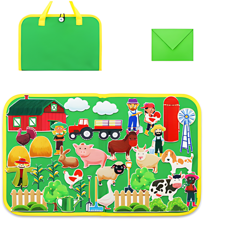 Interactive Kids Learning Board with Soft Felt Toys