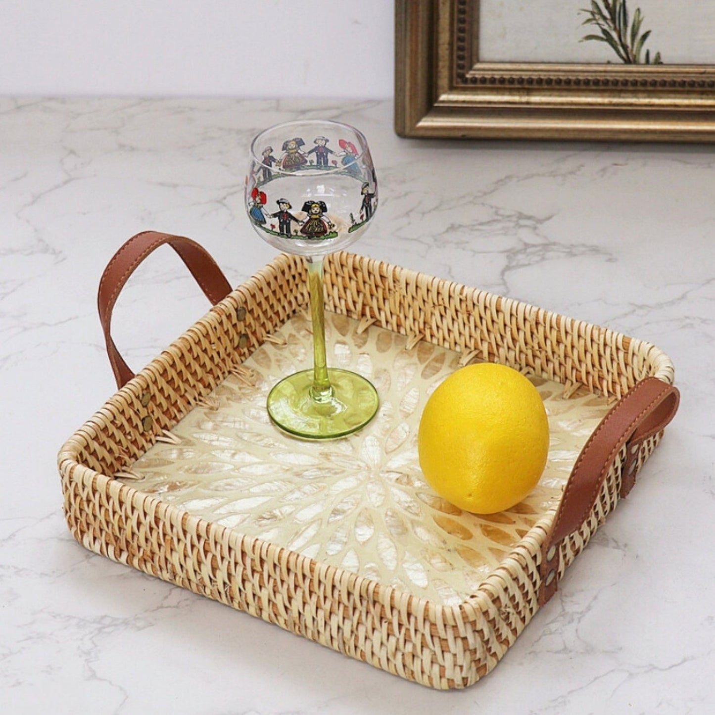Rustic Wicker Serving Tray in Various Designs