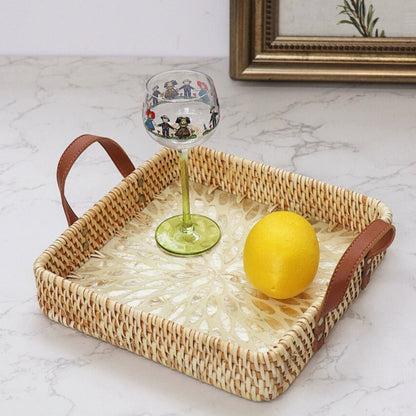 Rustic Wicker Serving Tray in Various Designs