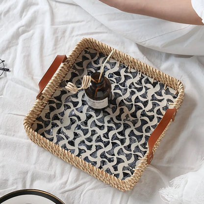 Rustic Wicker Serving Tray in Various Designs