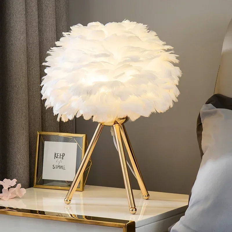 Warm White Feather Desk Lamp