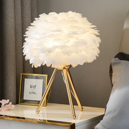 Warm White Feather Desk Lamp