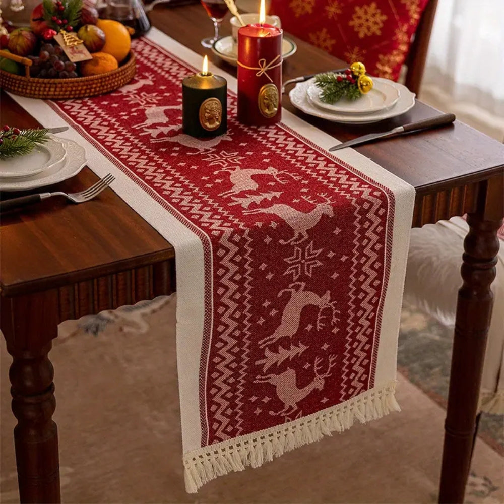 Holiday Red Deer Table Runner - Luxicro