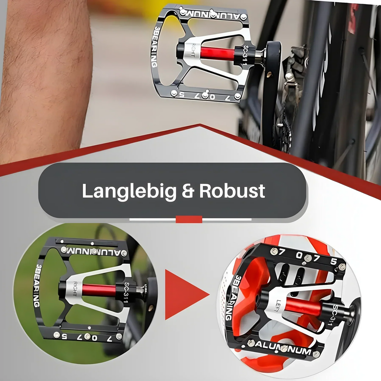 Lightweight Aluminum Bike Pedals with Grip