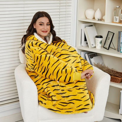 Soft Plush Hooded Throw Blanket