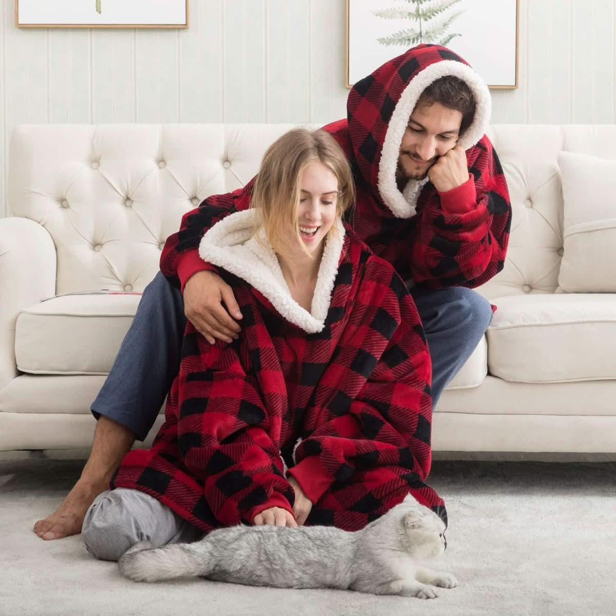 Soft Plush Hooded Blanket Throw